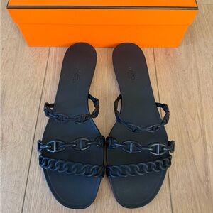 HERMES Rubber Chaine d'Ancre Rivage Sandals